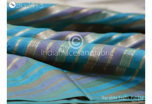 Sewing Crafting Indian Brocade by the Yard Diagonal Stripes Banarasi Silk Wedding Dress Bridal Blouse Costumes Drapery Table Runner Curtains Fabric