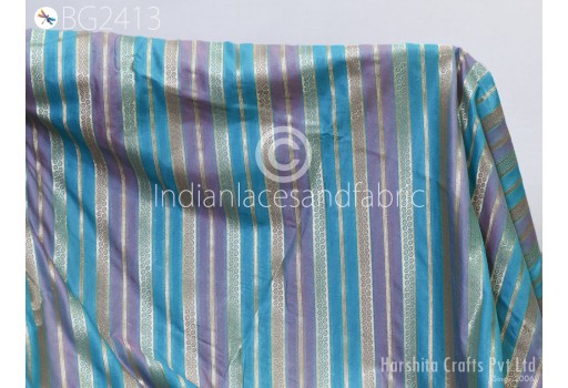 Sewing Crafting Indian Brocade by the Yard Diagonal Stripes Banarasi Silk Wedding Dress Bridal Blouse Costumes Drapery Table Runner Curtains Fabric