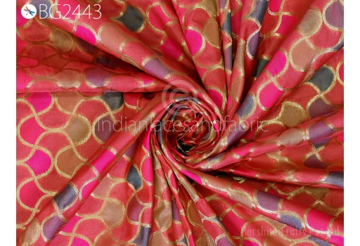 Magenta Banarasi Dress Brocade Fabric by the Yard Wedding Dresses Lehenga Skirt Jackets Indian Blended Material Sewing Home Décor Crafting