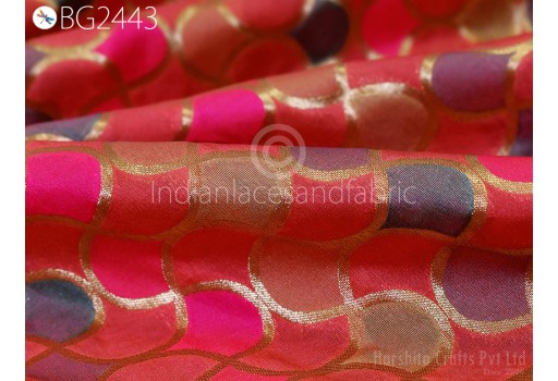 Magenta Banarasi Dress Brocade Fabric by the Yard Wedding Dresses Lehenga Skirt Jackets Indian Blended Material Sewing Home Décor Crafting