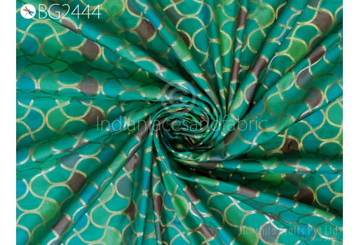Home Décor Green Brocade Fabric by the Yard Wedding Dresses Lehenga Skirt Jackets Indian Blended Banarasi Dress Material Sewing Crafting