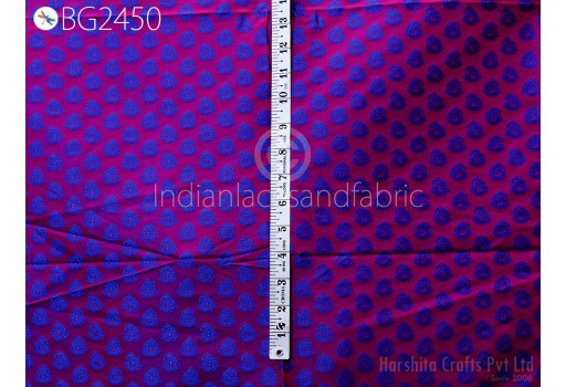 Indian Blue Silk Jacquard Blouse Fabric By The Yard Vest Coat Ties Crafting Sewing Cushion Cover Upholstery Duvet Cover Quilting Banarasi