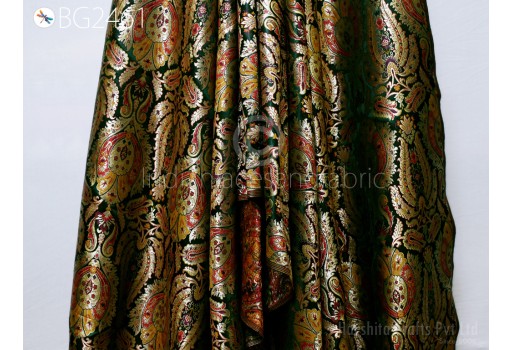 Wedding Dress Material Green Fabric by the Yard Brocade Historic Costume Indian Banaras Knee Length Coat Sewing Upholstery Drapery Banarasi Fabric