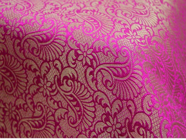 Hot pink sewing jacquard fabric skirts Indian benarse brocade by the yard wedding dress bridesmaid lehenga costumes jackets coat silk fabric