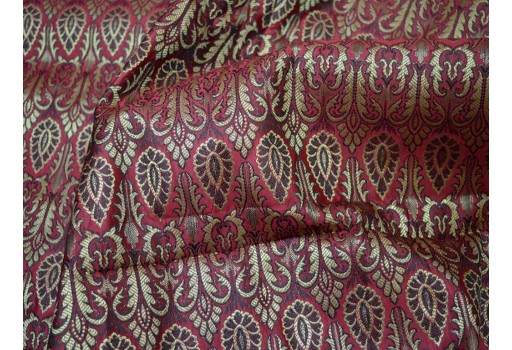 Banarasi Brocade Maroon and Gold Jacquard Fabric Art Silk By The Yard Headband Making Material Home Decor Skirts Lehenga And Wedding Dresses sewing accessories