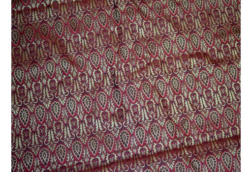 Banarasi Brocade Maroon and Gold Jacquard Fabric Art Silk By The Yard Headband Making Material Home Decor Skirts Lehenga And Wedding Dresses sewing accessories