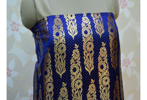Silk Blended Brocade In Navy Blue And Gold Weaving Wedding Dress Material Indian Banarasi Costume Fabric By The Yard Party Wear Brocade clothing accessories