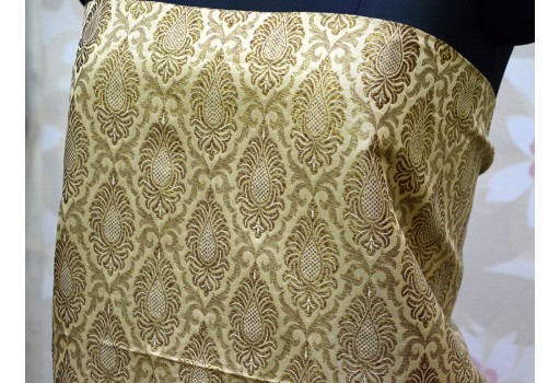 Beige woven brocade blended silk Indian banarasi wedding dresses making fabric by the yard bridal costume material home furnishing cushions brocade
