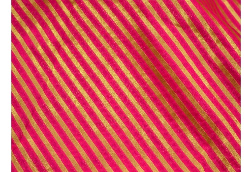 Indian brocade coral red diagonal strip wedding dress lehenga banaras fabric by the yard crafting bridesmaid gown cushion cover decorative sari party wear kurtis fabric