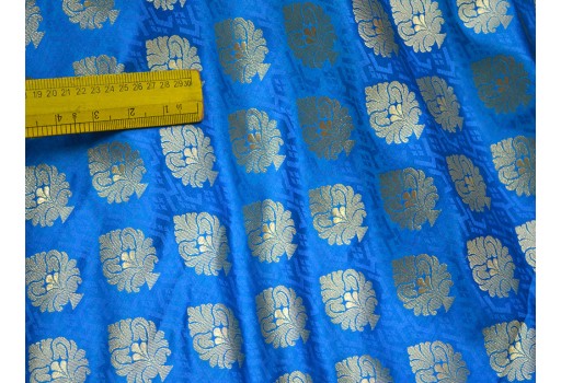 Turquoise Brocade by the yard Bridal Wedding Dress Banarasi lehenga Jackets Curtain Making Material Outdoor Home Decor Table Runner Fabric clothing accessories