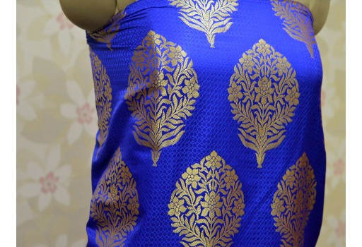 2.5 Meter Royal Blue Brocade Banarasi Art Blended Silk Wedding Dress Bridesmaid Lehenga Hat Making Home Furnishing Fabric clothing accessories
