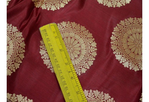 Indian Burgundy Wedding Dress by the Yard Fabric Crafting Costume Banarasi Brocade Home Decor Table Runner Cushion Cover Boutique Material Clothing Fabric