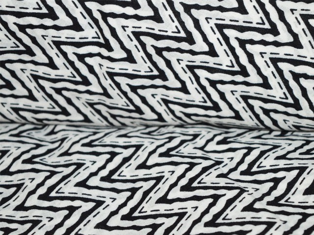 Block Printed Indian Cotton fabric in Black and White