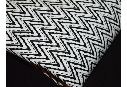 Block Printed Indian Cotton fabric in Black and White