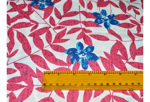 Red Floral Screen Printed Indian Pure Soft Cotton Fabric By The Yard Summer Skirt Dresses Tunics Quilting Sewing Crafting Baby Nursery Cribs Pillow Cushion Covers Curtains