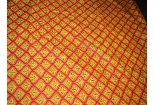 Yellow Screen Printed Indian Pure Soft Cotton Fabric - Yellow Home Decor Fabric