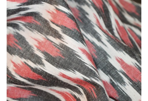 Ikat Handloom Cotton Fabric Ikat Pattern Cotton Handloom Fabric sold by yard in Red Black and White Color