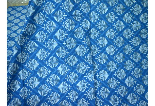 Indian Boho Screen Printed Soft Cotton Fabric By The Yard Summer Dress Sewing Crafting Drapery Apparel Nursery Blue Curtains Home Decor Table Runner Cushion Covers Making