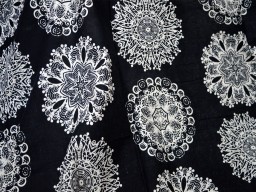Black White Mandala print Indian Quilting Cotton Fabric By The Yard Screen Printed Sewing Crafting Curtains Women Girls Dresses Apparels Cushion Covers Curtain