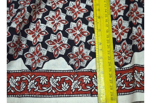 Rust Hand Block Printed Soft Fabric by the Yard Summer Dresses Indian Pure Cotton Quilting Sewing Crafting Drapery Apparel Baby Nursery Crib