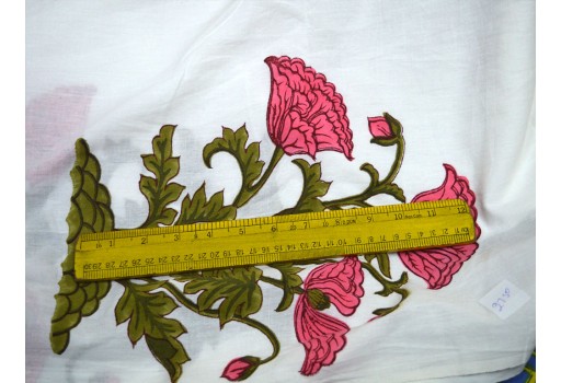 Indian cotton Fabric in Pink Green Summer dress fabric