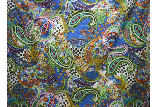 Green Indian Screen Paisley Printed Summer Dresses Soft Cotton Fabric By Yard Nursery Cribs Quilting Sewing Crafting Home Furnishing Clothing Apparels Curtain Making