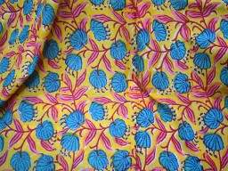 1.75 Meter Hand Printed Fabric Indian blue and pink Fabric Block Print Cotton Fabric Soft Cotton Sewing Crafting Online fabric for kids dresses