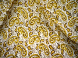 Indian Fabric Apparel Yellow on Off White Soft Cotton Indian block print fabric cotton fabric