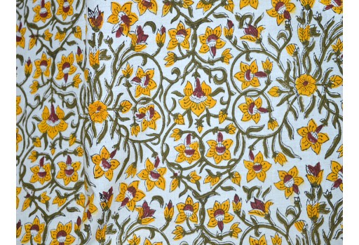 Floral Soft Cotton Fabric Sold by Yard Indian Fabric Apparels Cotton Summer Dresses Fabric Block Print Cotton Fabric Quilting sewing fabric
