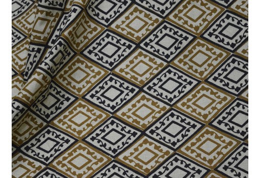 Black Geometrical Indian Summer Dresses Printed Soft Cotton Fabric By Yard Nursery Cribs Quilting Sewing Crafting Clothing Apparels Drapery Home Decor Table Runner Cushion Covers