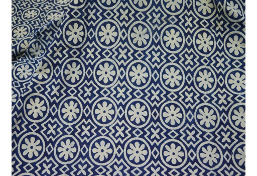 Indigo blue hand block printed quilting cotton fabric by yard sewing crafting drapes curtains summer wear kids women dresses apparel fabric for bags home décor clutches making