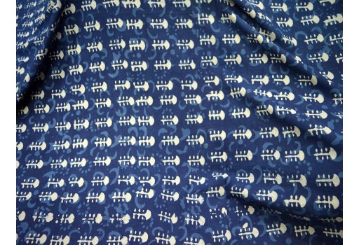 Indian summer women dress indigo blue hand block printed quilting cotton fabric by yard sewing crafting baby nursery drapes curtain apparel clutches hand bags making fabric