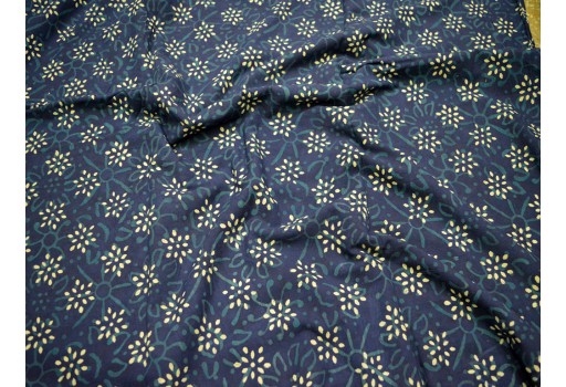 Indigo blue block printed cotton sewing crafting vegetable dyed hand fabric by yard kids woman wear dresses kaftan kurta Kids wear home furnishing wall décor fabric