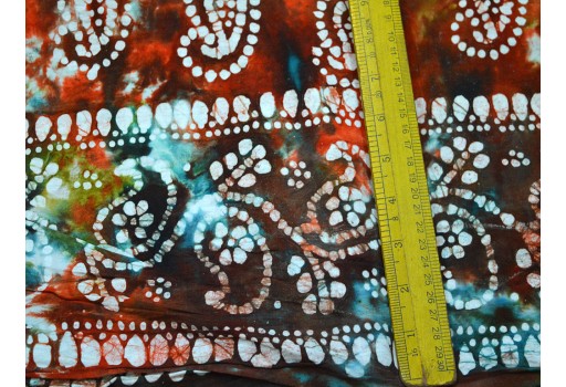 Orange Green Batik Print Cotton Fabric Sewing Crafting Indian Cotton Fabric