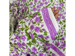Purple Floral Bohemian Hand Block Printed Cotton Fabric by the yard Women Girls Spring Summer Dress Boho Sewing Crafting Drapes Apparels