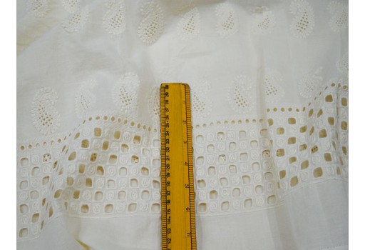 Ivory Unbleach Embroidered Eyelet By The Yard Fabrics Sewing Floral Summer Dresses Indian Cotton For Making Palazzo Pants Kurta Skirts Drapery Curtain Fabric