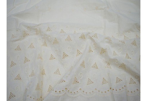 Indian dye-able cotton by the yard fabric sewing floral summer dresses ivory embroidered eyelet for making palazzo pants kurta fabric