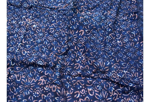 Indian hand stamped indigo blue cotton by the yard fabric sewing crafting quilting hand block printed summer dresses handloom table runner cushion covers home furnishing curtain fabric