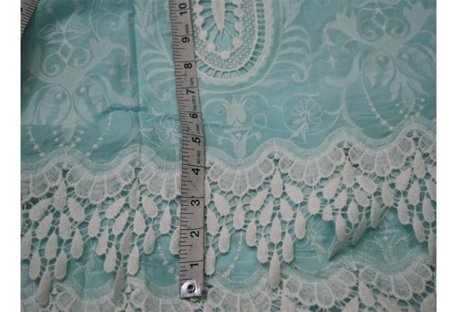 52'' Mint Blue Embroidered Fabric Summer Evening Dresses Crafting Indian Cotton Fabric by the Yard Sewing Skirt Costumes Table Runners Decor