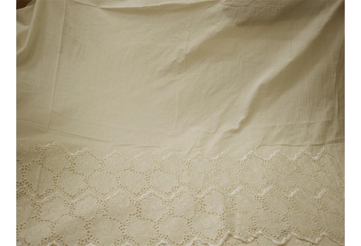 46" Sewing Unbleach Ivory Eyelet Embroidered Cotton Lace Fabric by the Yard Crafting Kids Summer Dresses Curtains Skirts Palazzo Pants