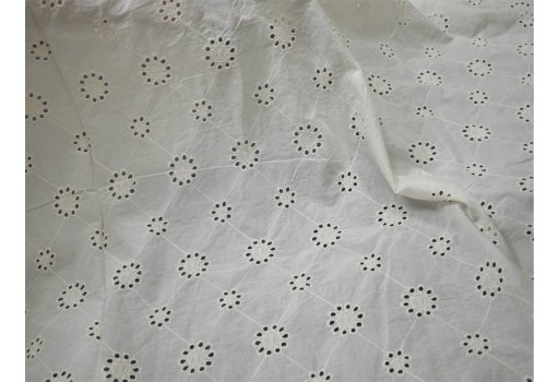 46" Unbleached Sewing Indian Embroidered Eyelet Cotton Fabric By the Yard Wedding Dresses Guipure Fabric Women Summer Skirt Drapery Curtain