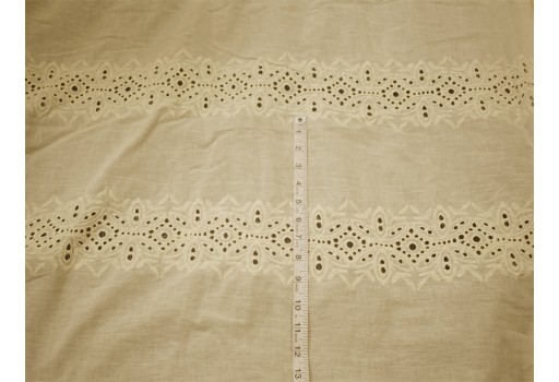 46" Unbleached Indian Embroidered Eyelet Cotton Lace Fabric By the Yard Sewing Wedding Dresses Guipure Fabric Women Summer Drapery Curtain