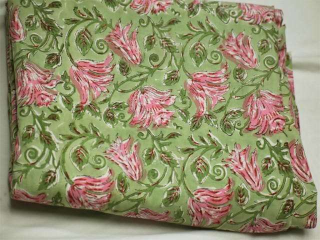 Handmade Fabric Dress Fabric Indian Cotton Fabric Sewing Fabric Block Print Fabric 100 % Pure Cotton Pink Floral Print Cotton Fabric