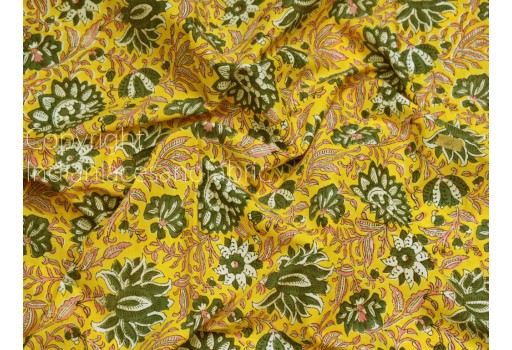 Indian Floral Block Print Soft Cotton Fabric Hand Stamp Yardage Summer Dress Shorts Kids Sleepwear Pajamas Sewing Crafting Quilting Curtain