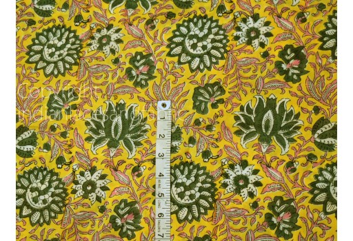 Indian Floral Block Print Soft Cotton Fabric Hand Stamp Yardage Summer Dress Shorts Kids Sleepwear Pajamas Sewing Crafting Quilting Curtain