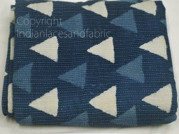 Indigo Blue Indian Hand Block Printed Geometric by the yard Fabric Quilting Cotton Fabric Sewing Crafting Curtains Summer Women Dresses Apparel