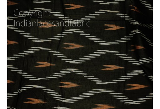 charcoal grey Indian Ikat Cotton Fabric by the yard Handwoven Summer Dresses Home Decor Quilting Crafting Sewing Cushion Cover Draperies