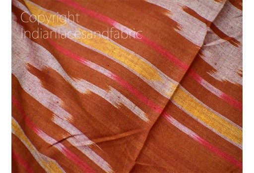 Brown Ikat Cotton Fabric by the yard Indian Handloom Handwoven Quilting Sewing Crafting Summer Dress Cushions Pillows Cover Apparel Fabric