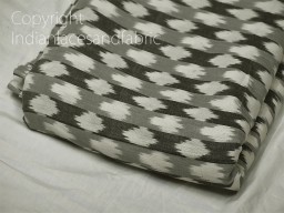 Grey Ikat Cotton Fabric by yard Homespun Indian Handloom Quilting Sewing Crafting Women Kids Summer Dress Shorts Cushions Home Decor Drapery