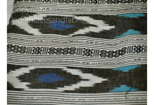 Blue Ikat Cotton Fabric by the yard Indian Handloom Upholstery Handwoven Quilting Sewing Craft Summer Dress Cushion Pillow Covers Apparels